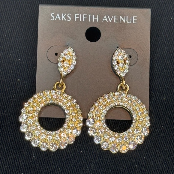 Saks Fifth Ave Marquise Shape Crystal Post With Drop Hoop Pave Earrings - Picture 3 of 5
